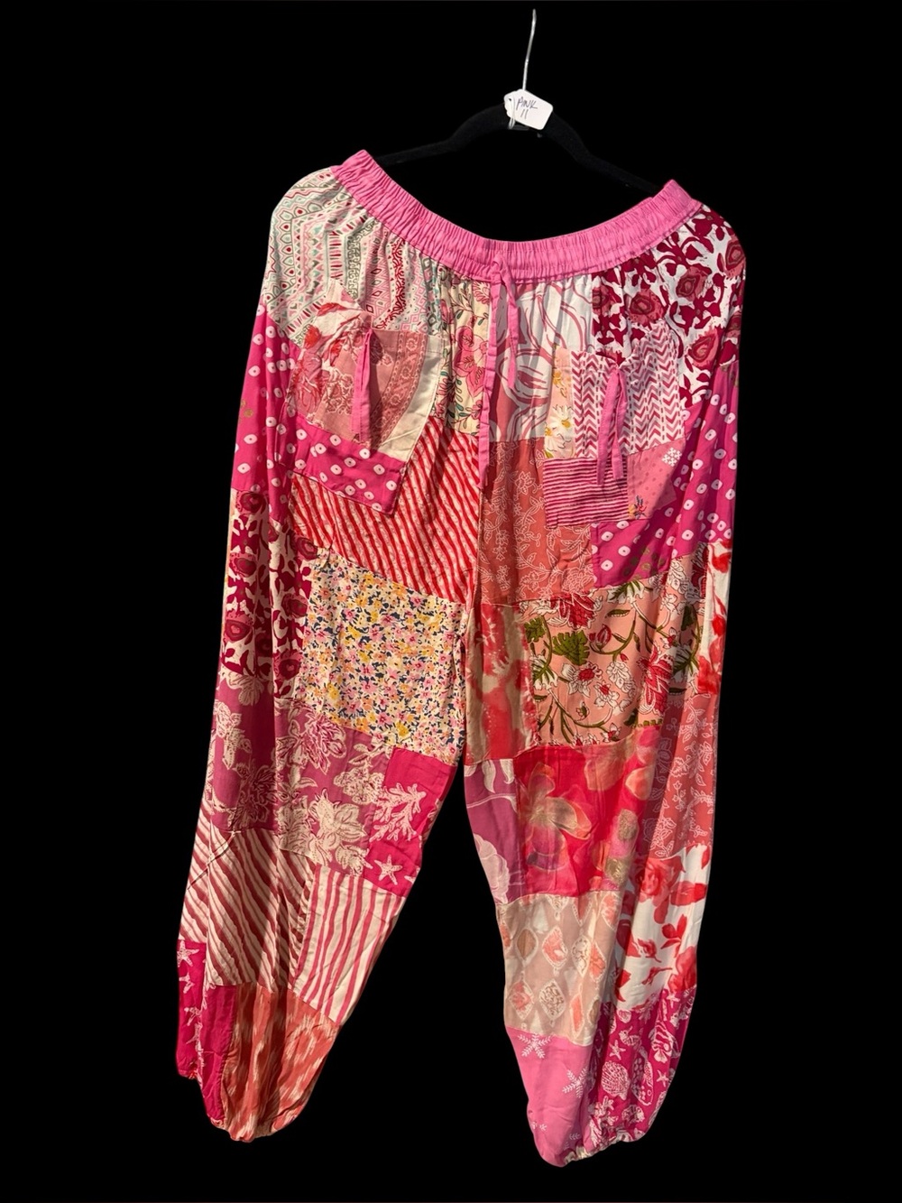 Pink #11 NWT 100% rayon patchwork jogger bottom pants